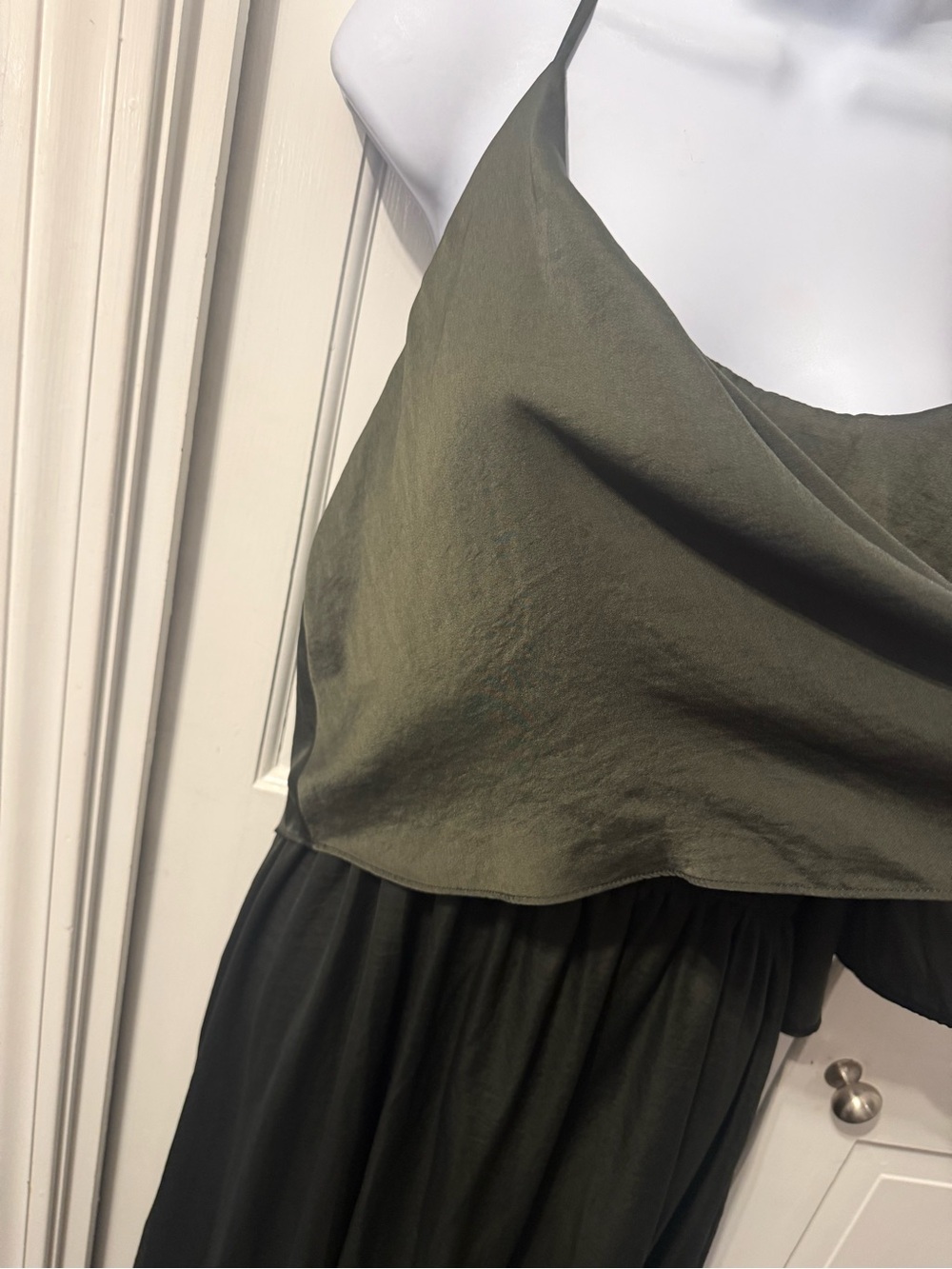 City Chic Dark Olive Midi Dress with Side Slit hunter Green - Picture 3 of 9